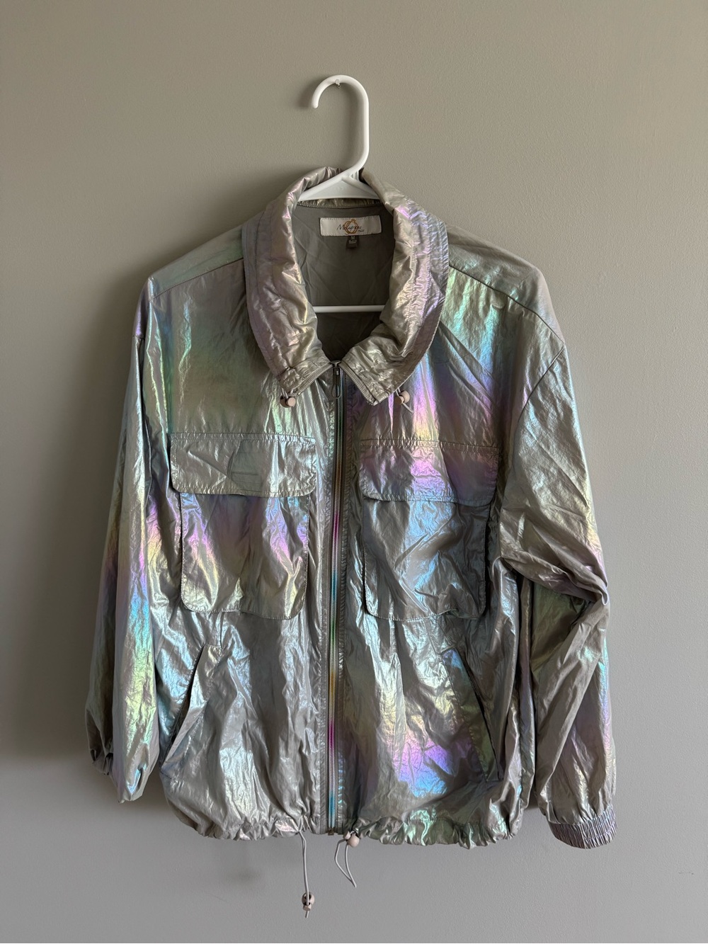 Melograno Rico Iridescent Silver Bomber Jacket